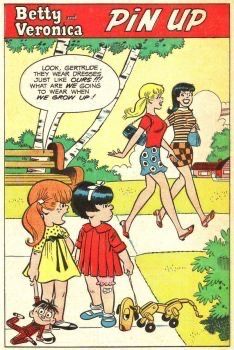 an old comic book cover with three children walking down the street and talking to each other