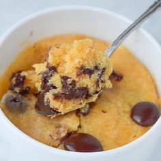 a bowl filled with pudding and chocolate chips