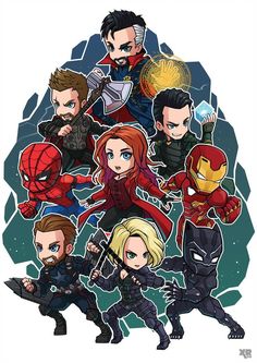 an image of avengers and spider - man characters from the movie, which is drawn by hand