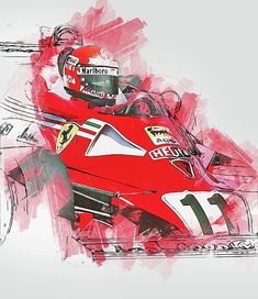 a painting of a racing car with the number 11 on it