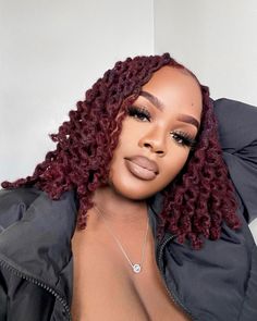 Fall Loc Colors Black Women, Loc Styles Curls, Black And Burgundy Locs, Cinnamon Locs, Burgundy Brown Locs, Maroon Locs, Dyed Locs Black Women Burgundy, Burgundy Faux Locs Black Women, Burgundy Locs Black Women