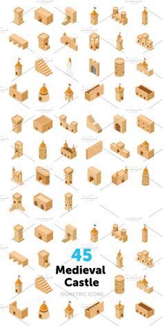 the different types of wooden buildings are shown in this graphic style, and it's all