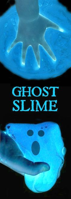 two different types of fake ghost slime floating in the water with caption that reads, ghost slime