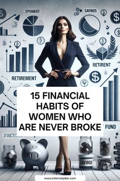 a woman holding a sign that says financial habitts of women who are never broke