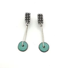 Candy Drop Earrings by Susan Richter-O'Connell (Silver & Enamel Earrings) | Artful Home Fimo Earrings Ideas, Watercolor Jewelry, Enameling Jewelry, Silversmithing Jewelry, Art Jewelry Earrings, Plate Jewelry, Gel Plate, Contemporary Earrings, Glass Jewellery