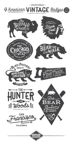 various logos and emblems for different types of animals, including pigs, bears, and other