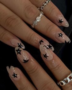 Grunge Nails, Pretty Gel Nails, Short Acrylic, Nail Swag, Star Nails, Funky Nails, Pretty Acrylic Nails, Short Acrylic Nails