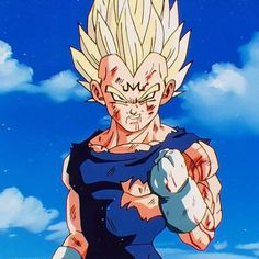 a young gohan with his fist raised in the air