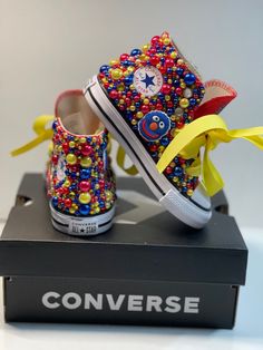 Custom Converse - Etsy Converse With Pearls, Rainbow Converse, Craft Toddler, Bedazzled Shoes, Valley Cottage, Custom Converse, Custom Candy, Bling Shoes, Sneakers Athletic