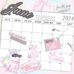 a calendar with some stickers on it