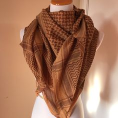 2 Large Kaffiya Shmag Wrap Scarf Middle Eastern Size Of Black And Brown Is 55 Inches Size Of Beige And Silver Is 48 Inches The Scarf On The First Photo Is No Longer Available, It’s There To Show How It Looks Wrapped. Bohemian Brown Shawl Dupatta, Luxury Brown Pashmina Scarf, Brown Traditional Patterned Scarves, Brown Bohemian Silk Shawl Scarf, Handmade Brown Shawl Scarf, Butterfly Scarf, Silk Scarf Wrap, Vintage Silk Scarf, Printed Silk Scarf