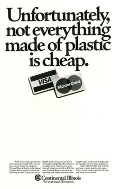 an ad for mastercard with the words unforuntately not everything made of plastic is cheap