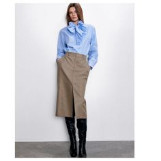 High-Waist Front Pockets Belt Loops At The Waist Front Vent At The Hem Hidden Zip, Metal Hook And Inside Button Fastening Composition: 65% Polyester, 32% Viscose, 3% Elastane Measurements (When Laid Flat): Waist - 37 Cm Hips - 47 Cm Full Length - 80 Cm 3068/040 Boxta2(L) Office Lady Spring Skirt, Fall Workwear Skirt, Spring Office Lady Skirt, Fall Office Skirt With Button Closure, Fall Office Lined Skirt Bottoms, Casual Office Skirt For Fall, Office Wear Bottoms For Fall, Casual Fall Office Skirt, Casual Office Skirt For Fall Season