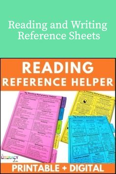 the reading reference helper printable and digital guide for students to use on their books