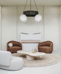 a living room with two chairs and a coffee table