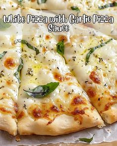 Pizza With Garlic Sauce, Healthy Pizza Dough Recipe, Garlic Parmesan Pizza, Dandelion Magic, White Pizza Sauce, Parmesan Pizza, White Pizza Recipes