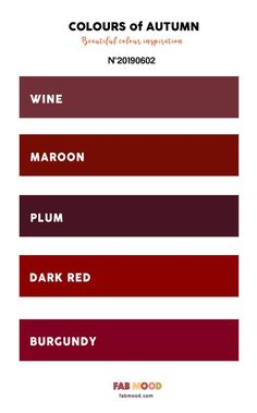 the colors of autumn are red, wine, maroon, and plum in this color scheme