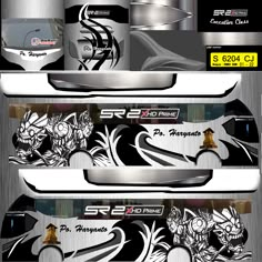 the front and back side decals for a car