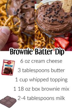 chocolate brownie batter dip recipe with text overlay