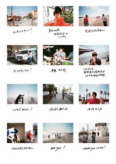 an image of people walking on the beach in different languages and pictures with words written below them