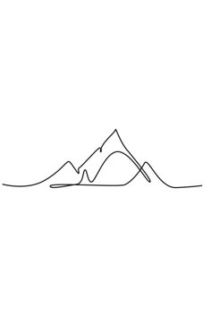 a black and white line drawing of mountains