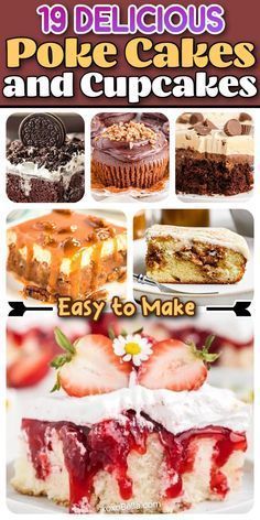 the cover of 19 delicious poke cakes and cupcakes easy to make by susan smith