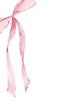 a pink ribbon is tied to a white background with space for text or image in the center