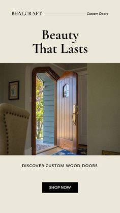 photo of open custom entry door Custom Wood Doors, Wood Front Doors, Dream Living