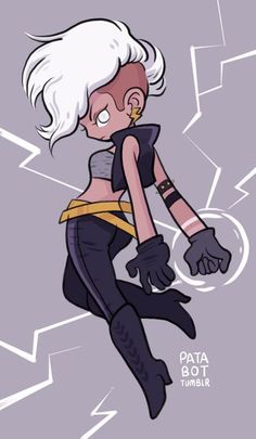 an older cartoon character with white hair and black gloves