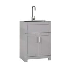 a bathroom vanity with a sink and faucet on it's side, against a white background