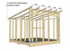 an image of a building being built with measurements for the framing and roof trusss