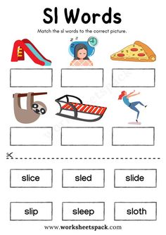 a worksheet with words and pictures to help students learn how to read the word