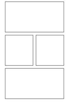 the four paneled paper is shown in black and white, with no lines on it