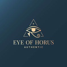 the eye of horuss logo on a dark blue background with gold foil lettering