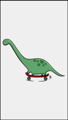 a cartoon dinosaur riding on a skateboard