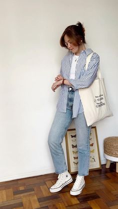 Casual Chic Outfits, Everyday Fashion Outfits, Neue Outfits, Casual Day Outfits, Outfits With Converse, Quick Outfits, Outfit Jeans