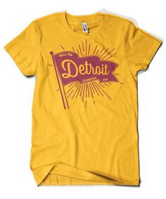 Women's Detroit Pennant T-shirt - Athletic Gold Type Logos, Cheer Ideas, Shirt Inspiration, Tee Shirt Designs, Work Inspiration, Dress For Success, Cuckoo Clock, Western Outfits