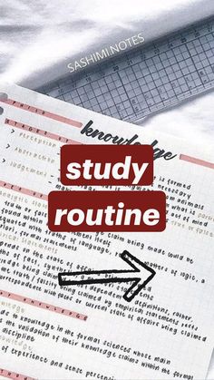 a paper with the words study routine on it