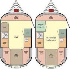 the floor plan for an rv with two separate rooms and one living room in it