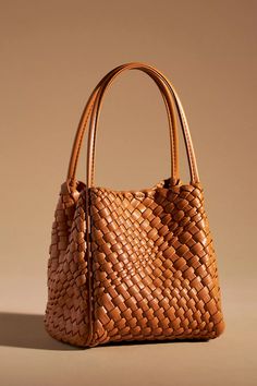 The Woven Mini Hollace Tote | Anthropologie Purse Trends, Trendy Purses, Fall Bags, Fall Handbags, Woven Handbags, Va Va Voom, Brown Purses, Trending Handbag, Cute Purses