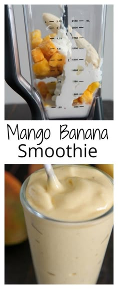 mango banana smoothie recipe in a blender