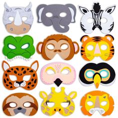 several masks with different animals on them