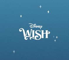 the logo for disney's wish is shown against a blue background with white stars