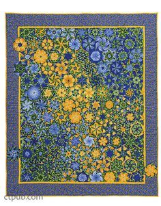 a blue and yellow square with flowers on it