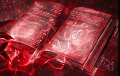 an open book with red ink on it