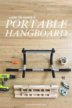 the instructions for how to make a portable hanging board with pipe holders and tools on top