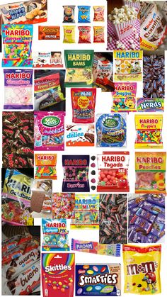 many different types of candy are arranged in a collage with the words harbo on it