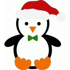 a penguin wearing a santa hat and bow tie