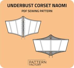 the underbust corset noomi sewing pattern is shown in two different sizes