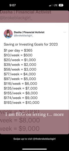 a cell phone with the text saving or investing goals for 2012 $ 10, 000 per week